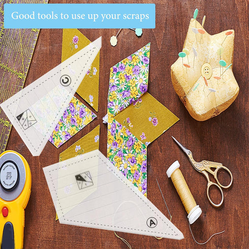 Quilting Rulers and Templates, 5Pcs Creative Quilting Cutting Template Quilt Templates Acrylic for Cutting Patterns, Quilt Ruler Set Quilting Supp...