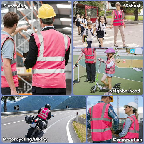 3-Pack Reflective Safety Vest For Women Men - High-Visibility Safety Vest with 2in Reflective Strips for Emergency, Construction, and Safety Use-P...