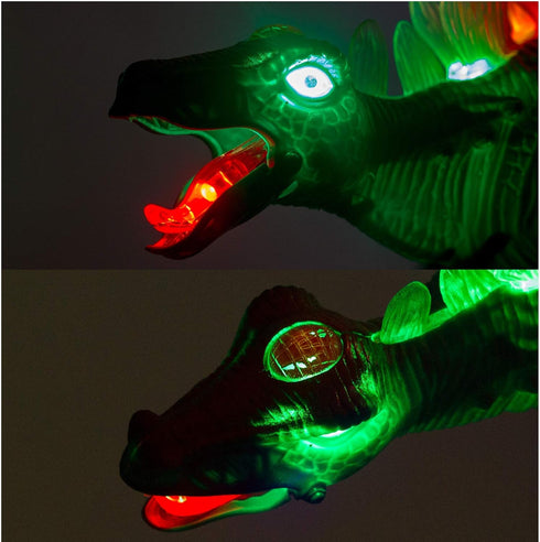 Liberty Imports Electronic Walking Jurassic Stegosaurus Dinosaur Toy Figure with Swinging Tail Action, Roaring Sounds and LED Lights - Battery Ope...