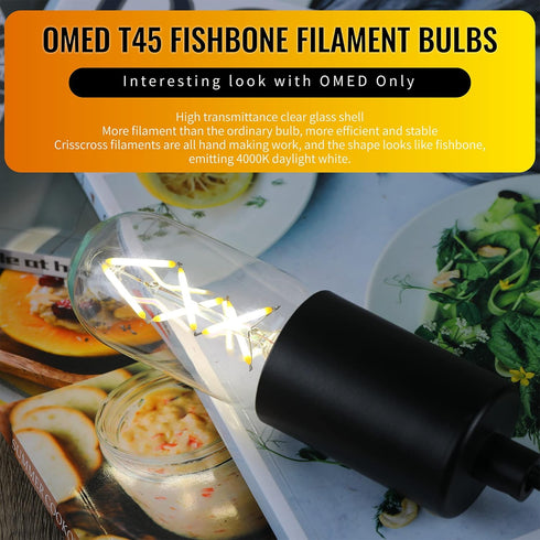 Fishbone LED Filament Vintage Edison Light Bulbs, T45/T14 E26 4W Antique Tubular Edison Bulbs 40 Watt Equal, 400LM 4000K Daylight White Spiral Ret...