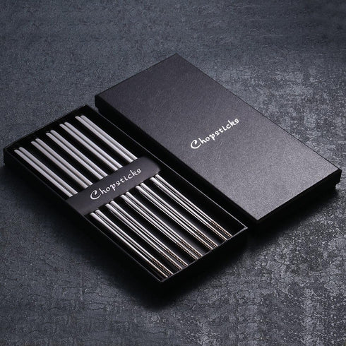 Devico Chopsticks, Metal Chopsticks, 18/10 Stainless Steel Chopstick Set, Reusable, Dishwasher Safe (5 pairs)...