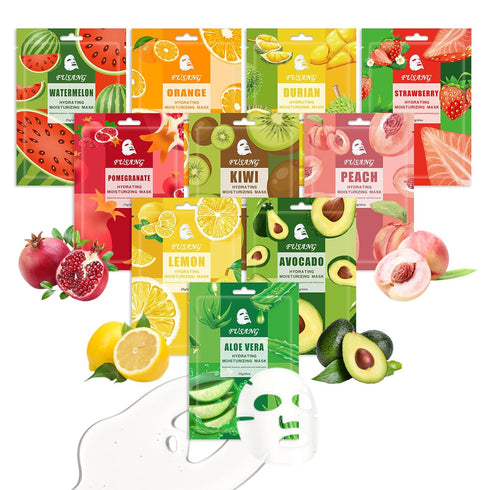 10 Pcs Facial Sheet Mask,Hydrating Face Masks Skincare Gift Set,Moisturizing Soothing Facial Masks,Easy to Use & Nourishing Face Mask Skin Care Se...