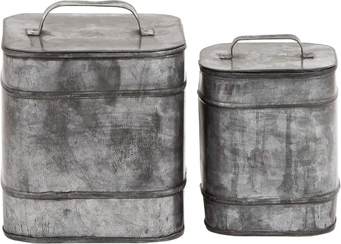 Deco 79 Metal Decorative Canisters Decorative Containers, Set of 2 Decorative Keepsake Boxes 8", 7"H, Silver...