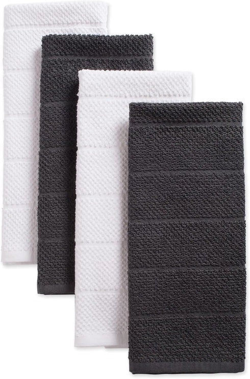 DII Basic Chef Collection, Assorted Terry Kitchen Towel Set, Dishtowel Set, Mineral Gray, 4 Piece...