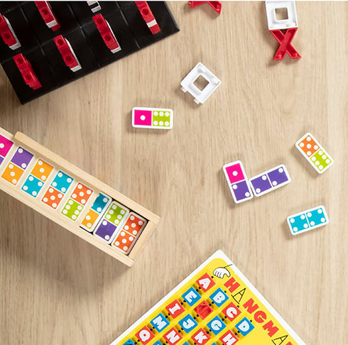 Melissa & Doug Dominoes Tabletop Game with 28 Colorful Tiles in Wooden Storage Box...