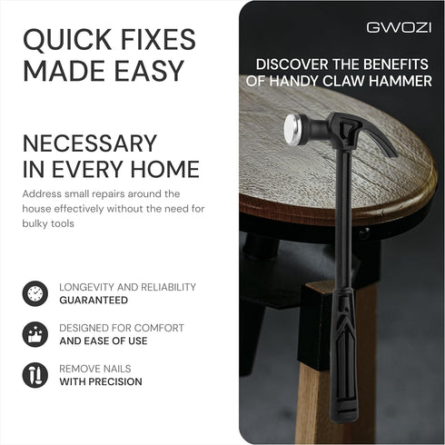 Mini Hammers 2 Pcs - Claw Hammer with Plastic Handle - Woodworking Claw Hammers for Household Use - Small Hammer Tool Lightweight to Carry...