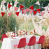 32Ft Red White Plaid Stripe Dot Fabric Bunting Banner Triangle Flags Cotton Garland Pennant for Birthday Wedding Engagement Carnival Party Classro...
