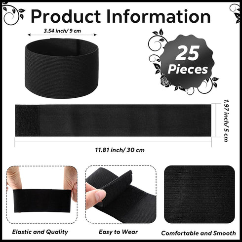 50 Pcs Mourning Ribbon Pins Black Funeral Memorial Ribbon Pins and 25 Pcs Funeral Mourning Arm Bands Forever in Our Heart Classic Elastic Armband ...