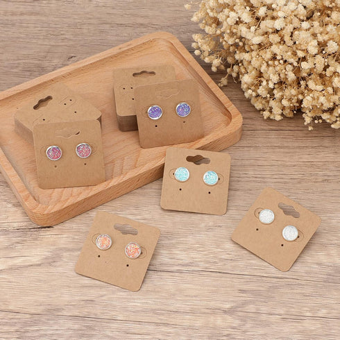 joycraft Earring Cards - 2" Kraft Earring Display Holder Cards, 100Pcs Blank Paper Cards with 6 Holes, Jewelry Display Cards for Selling, Hanging ...
