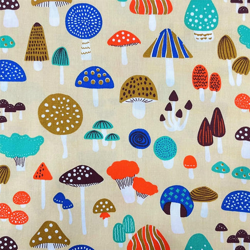 Mushroom Fabric Fat Quarters for Quilting,Cotton Printed Food Pattern Fabric Bundles 18x22,Botanical Woodland Theme SZRUIZFZ (6pcs)...