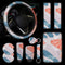 10 Pieces Abstract Painting Art Printing Car Steering Wheel Cover Center Console Armrest Pad Headrest Seat Belt Cover Handbrake Cover Keychain Coa...