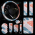 10 Pieces Abstract Painting Art Printing Car Steering Wheel Cover Center Console Armrest Pad Headrest Seat Belt Cover Handbrake Cover Keychain Coa...