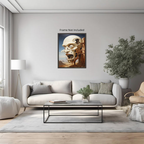 Posterizer 1 pcs-Cliffside Skull Structure with Hidden Rooms-Abstract & Modern Art-Fantasy & Fiction Art-Gift for Art Lovers-Decor for Home & Offi...