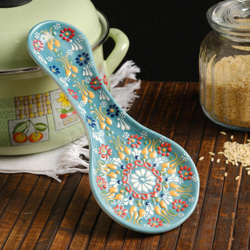 Handmade Spoon Rest, Ceramic Spoon Rest for Stove Top, 10" Spoon Rest for Kitchen Counter, Dishwasher Safe Spoon Holder for Stove, Housewarming Gi...