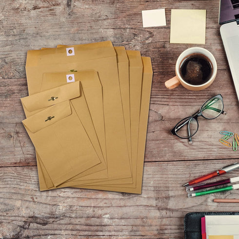 4 Sizes Clasp Envelopes Kraft Paper Catalog Clasp Envelope with Clasp Closure for Filing, Storing or Mailing Documents, 50 Pieces (Brown,5 x7 In,6...