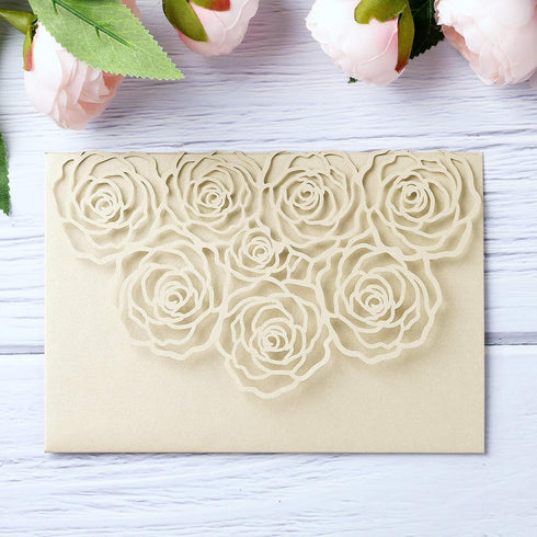 20 Pcs Laser Cut Wedding Invitations Card Pocket with Envelope for Birthday Party Baby or Bride Shower Invite suitable for 5 * 7 Inches Insert Pap...