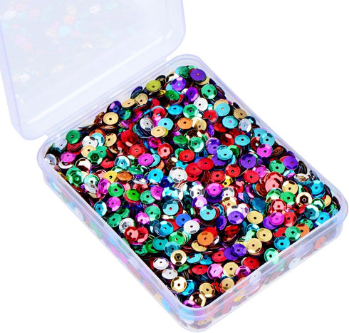 Whaline 20,000 Pcs Bulk Loose Sequins Round Cup Sequins Iridescent Spangles Flat Beads with Storage Box for Crafts, Sewing, Slime, Wedding, Christ...