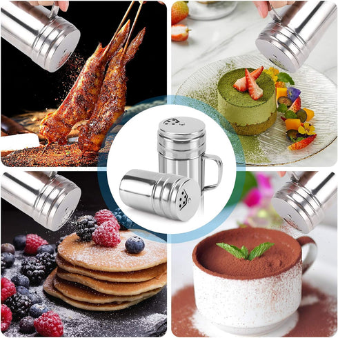 Accmor 5oz Salt and Pepper Shakers with Adjustable Pour Holes, Stainless Steel Dredge Shaker, Seasoning Spice Shakers for Salt Pepper Cinnamon Sug...