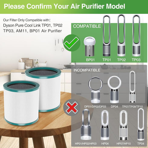 TP01 HEPA Filter Replacement Compatible with Dyson Tower Purifier Pure Cool Link TP01, TP02, TP03, AM11, BP01 Models, Replace Part 968126-03 (1 Pa...