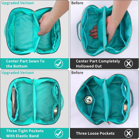 Stoney Clover Preppy Makeup Bag, Large Capacity Travel Cosmetic Bag, Chenille Letter Open Flat Nylon Bag, Mint...