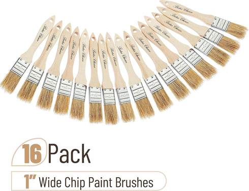Bates- Chip Paint Brushes, 1-Inch, 16 Pack, Natural Bristle Painting Brushes, 1 Inch Paint Brush, Paint Brushes Set, Chip Brush, Painting Brush, W...