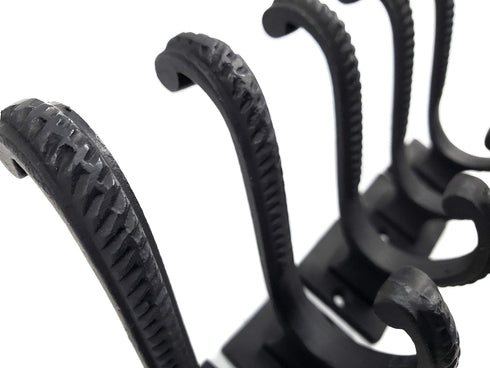 Claimed Corner Iron Scroll Coat Hooks - Wall Mounted Rustic Farmhouse Cast Iron DIY Coat Towel Hat Scarf Bag Hook - 5 Pack (Black)...