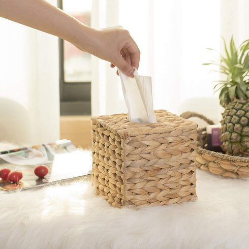 Vintiquewise Water Hyacinth Wicker Tissue Box Cover (Square)...