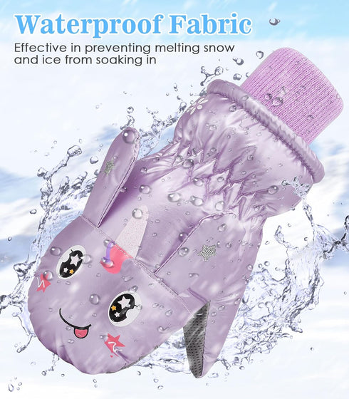 MoKo Toddler Mittens Snow Gloves - Warm Coral Fleece Toddler Gloves with Linking Buckles Waterproof Non-Slip Ski Gloves Snow Mitten for Skiing Sno...