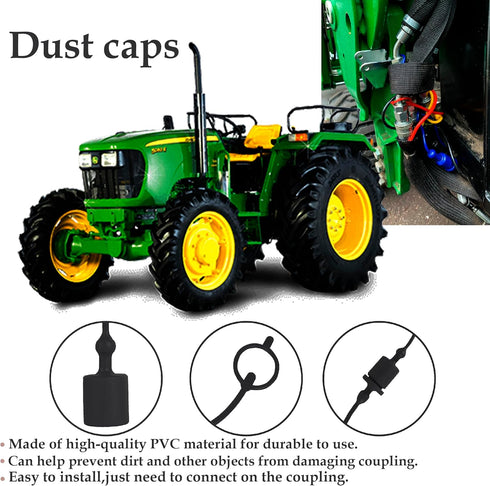 2 Set,1/2 Tractor Hydraulic Coupler Male Dust Cap and Female Plug Cover,ISO A Hydraulic Quick Disconnects Port Plug Fittings By Signite (Black)...