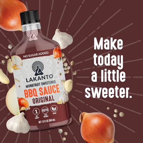 Lakanto BBQ Sauce - Sweetened with Monk Fruit Sweetener, Barbeque Sauce for Grill, No Sugar Added, Natural Smoke Flavor, Keto Diet Friendly, Vegan...