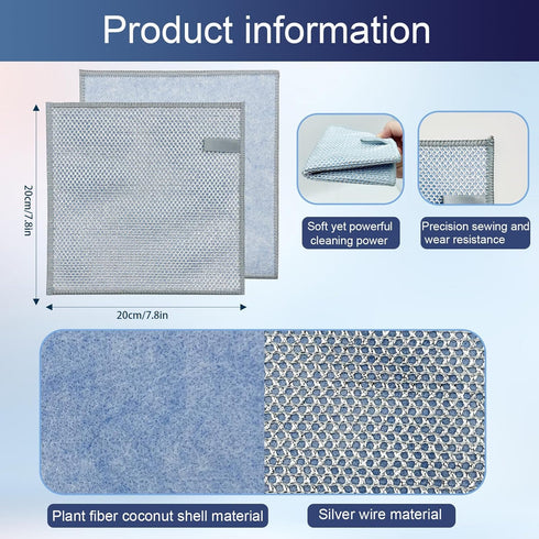 2024 New Non-Scratch Wire Dishcloth, Multipurpose Wire Dishwashing Rag for Wet and Dry, Wire Miracle Cleaning Cloths, Suitable for Kitchen Supplie...