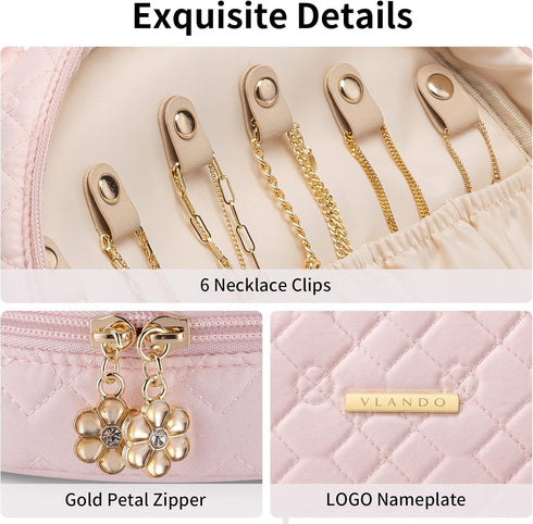 Vlando Jewelry Travel Organizer Case, Jewelry Storage Book Ring Binder with Jewelry Bags Clear Booklet Zipper Pouch Bag for Necklaces, Earrings, R...