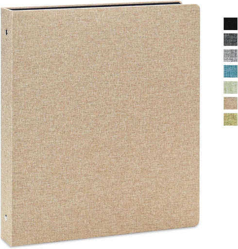 Vienrose 3 Ring Binder 1 Inch Round Rings Durable Binder with Linen Cover Holds 8.5" x 11" Paper for School Office and Home Khaki...