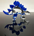 Garden Deco Glow in The Dark Blue Stegosaurus Hand Blown Art Glass Figurine Ornament Sculpture...