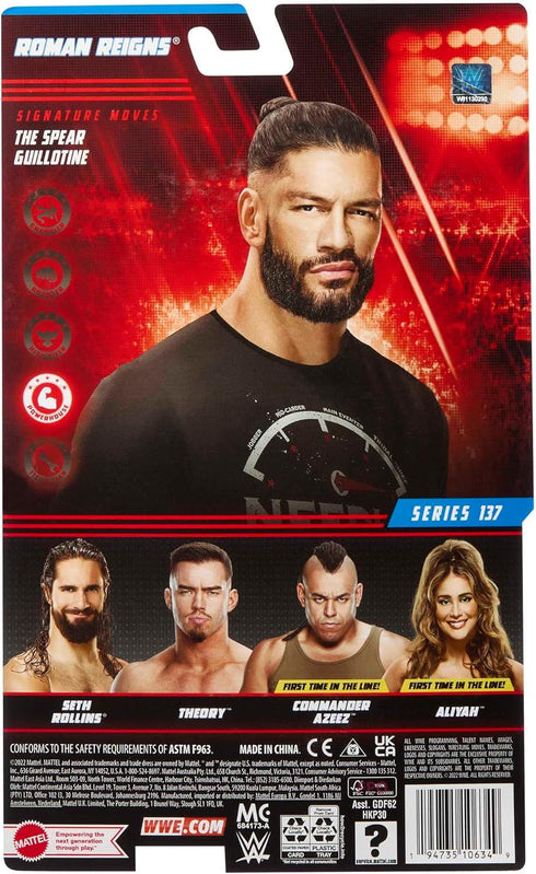 Mattel WWE Roman Reigns Basic Action Figure, 10 Points of Articulation & Life-like Detail, 6-inch Collectible...