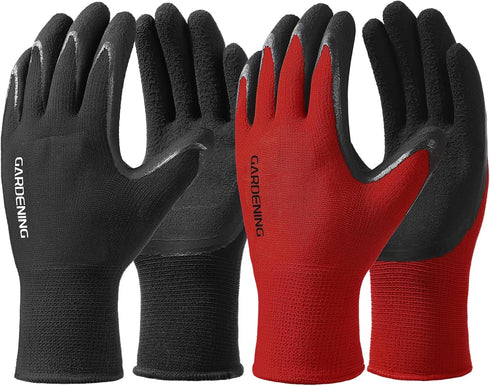Trifabricy Garden Gloves for Women/Men - 6 Pairs Breathable Natural Latex Gardening Gloves with Grip, Outdoor Hard-wearing Protective Work Gloves ...