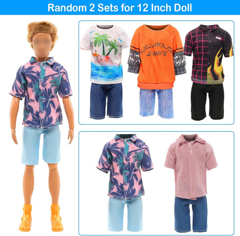 Miunana Lot 12 Items Boy Doll Clothes for 12 Inch Male Doll Fashion Casual Wear Clothes Outfits 5 Sets Boy Dolls Clothes with 3 Pairs of Shoes for...
