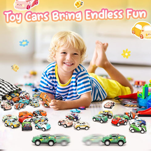 Toy Cars for Kids Ages 4-8, 30Pcs Pull Back Cars Playses with Storage Bags, Race Car Party Favors for Toddler Boys Girls Treasure Box Prizes Rewar...