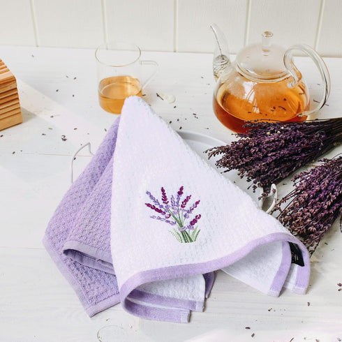Kitchen Towels - Ultra Soft Cotton and Super Absorbent Dish, Large Kitchen Towel 24x16 Inches, Natural Cotton Dish Towels Pack of 2 (Lavender)...