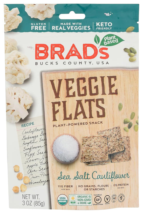 Brad's Raw Organic Sea Salt Cauliflower Veggie Flats, 3 OZ...