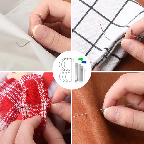 PAFUWEI Sewing Needles Kit,14 Pcs Multifunctional Embroidery Needles with 2 Needle Threaders Heavy Duty Hand Sewing Darning Needle for Upholstery ...