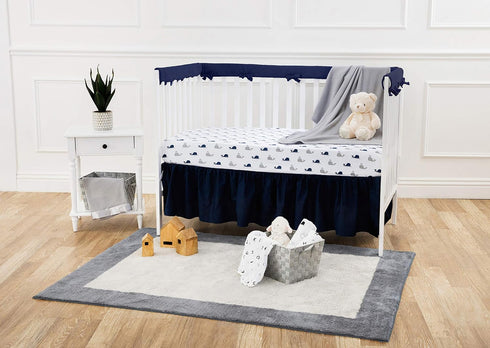 American Baby Company 100% Natural Cotton Fitted Crib Sheet 52" x 28" - Soft, Breathable, Hypoallergenic & Gentle Toddler Bed Sheet, Navy Whale, N...