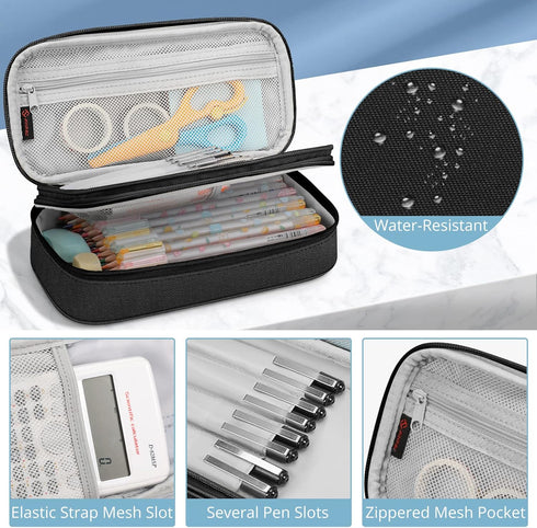FINPAC Pencil Case, Large Capacity Pencil Box, Pen Pouch Stationery Storage Organizer for Women Men, Pen Supply Case for Office Seniors, Don't Tou...