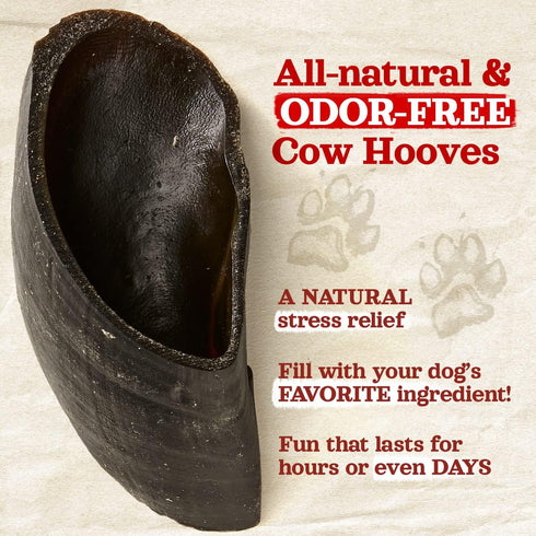 Natural Farm Cow Hooves (6 Pack), Odor-Free, All Natural Sourced from Farm-Raised Beef Hoof Dog Treats, Great Alternative to Bully Sticks or Rawhi...