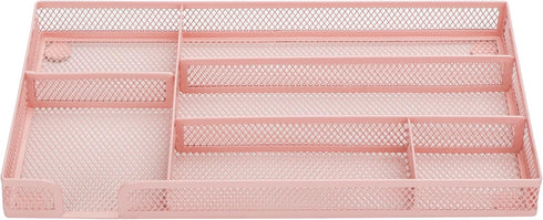 Annova Desk Drawer Organizer Tray for Office Organization - Metal Mesh - Storage Tray with Dividers for Pens, Desktop Accessories, Bathroom, Kitch...