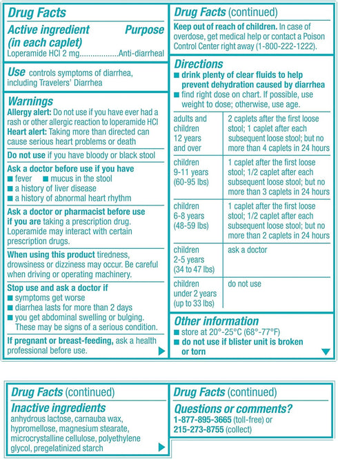 Imodium AD Diarrhea Relief Caplets -Loperamide Hydrochloride Anti-Diarrheal Medicine (294314), Blue, 6 Count...