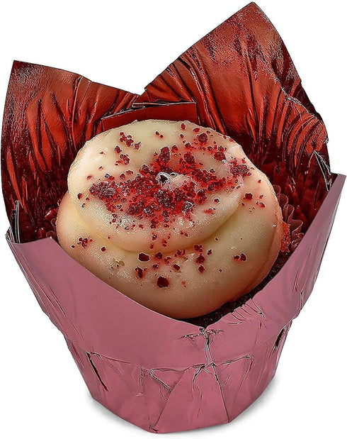Sparkle and Bash Rose Gold Tulip Cupcake Liners for Baking, Foil Muffin Baking Cups 3.25 x 2.8 In, Pack of 100)...