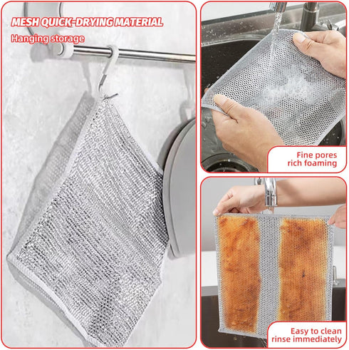 GUANKE 10 Pcs Multipurpose Wire Dishwashing Rags for Wet and Dry, Multipurpose Non-Scratch Scrubbing Wire Dishwashing Rags, Scrubs & Cleans for Di...
