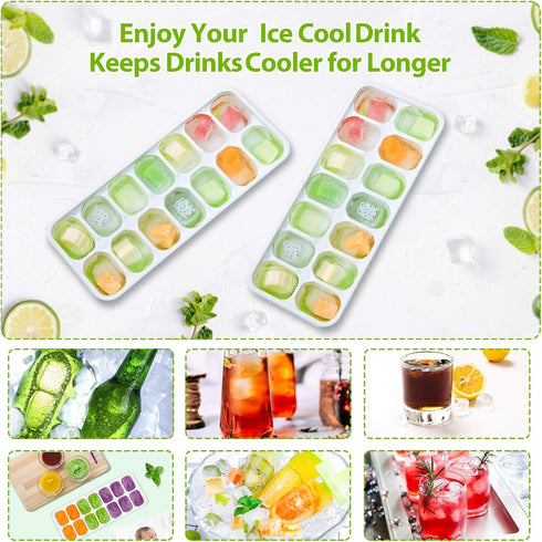DOQAUS Ice Cube Trays 4 Pack, 56 pcs Silicone Ice Cubes Tray Maker with Spill-Resistant Removable Lid, Easy Release & Pop out, LFGB and BPA Free, ...