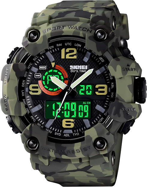 Gosasa Men's Large Face Outdoor Sports Watches Military S-Shock Watch Waterproof, Backlight, Alarm, Stopwatch Features - Rugged Wristwatch for Tra...